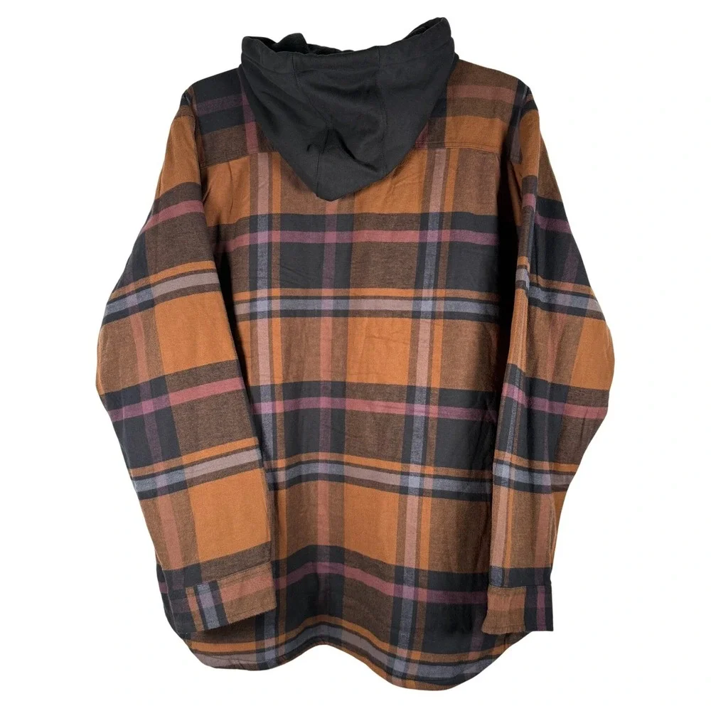 Carhartt Rugged Flex Flannel Fleece Lined Hooded Shirt TJ5621-M Brown 2XL NWT